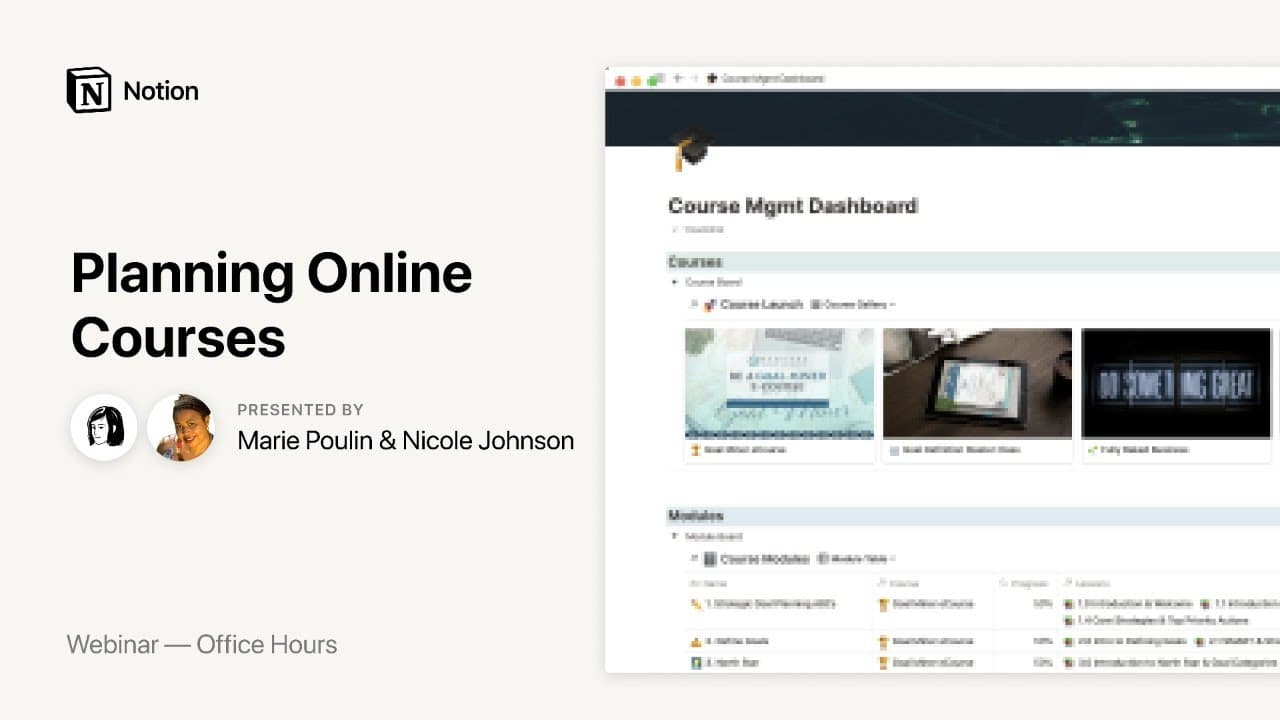 Notion Office Hours: Planning Online Courses 